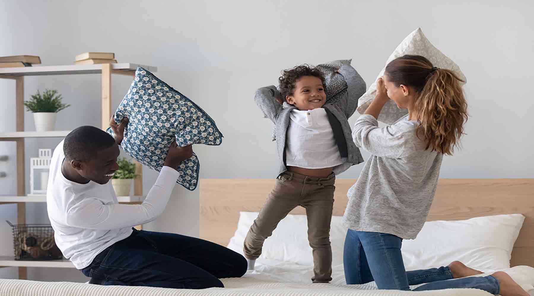 Family pillow fight