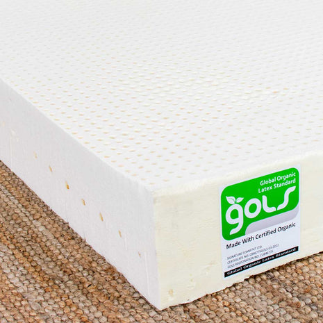 GOLS organic mattress on a carpeted floor