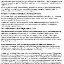 Organic Latex Futon Mattress Warranty