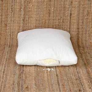 Shredded Organic Latex Pillow - Open to show fill