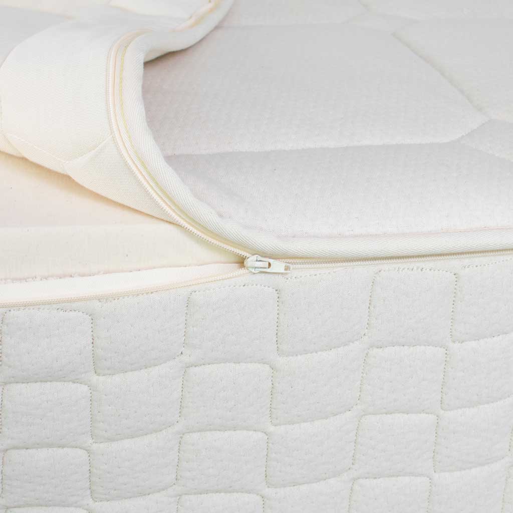 Top Zipper on an organic mattress cover